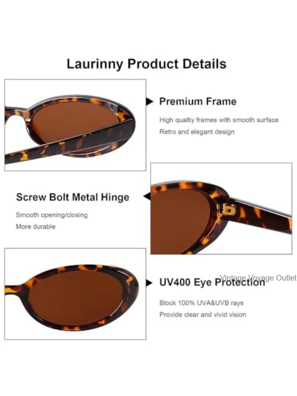 Retro Oval Sunglasses for Women UV400 Lightweight Polycarbonate Frame